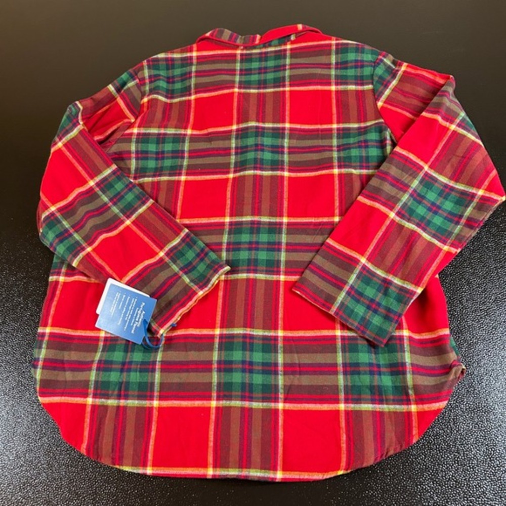 Sleep Sense Red and Green Plaid Women's Flannel Sleep Shirt Size L NWT - Picture 5 of 8